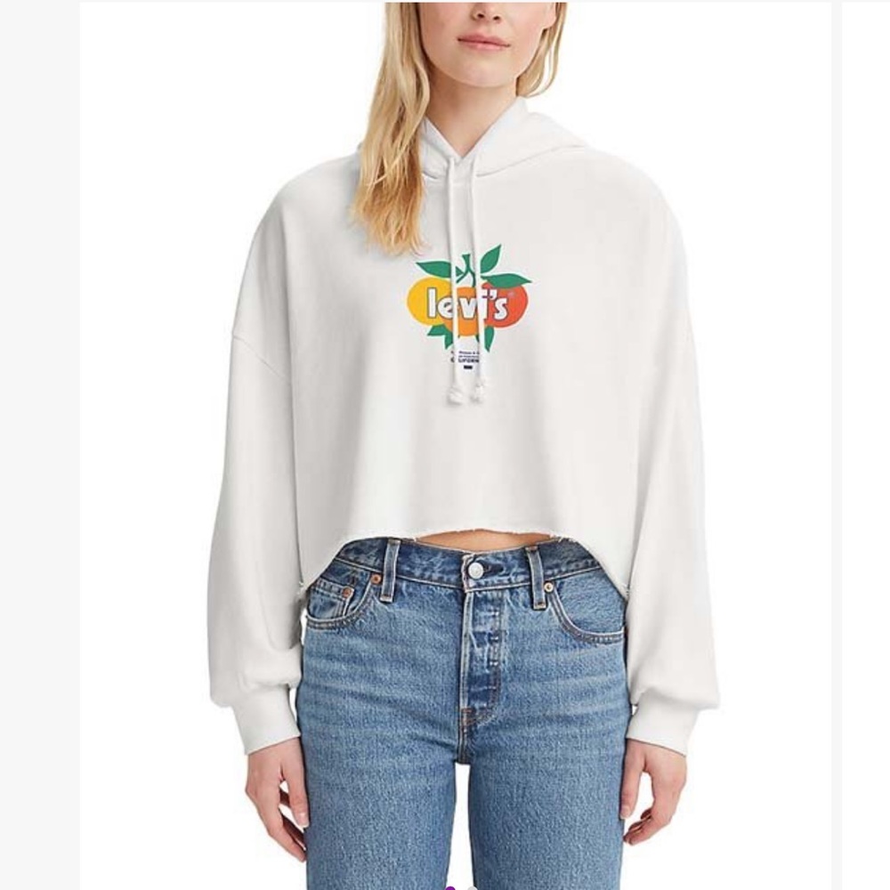 Levi’s California white citrus cropped hoodie. SZ. XL. NWT